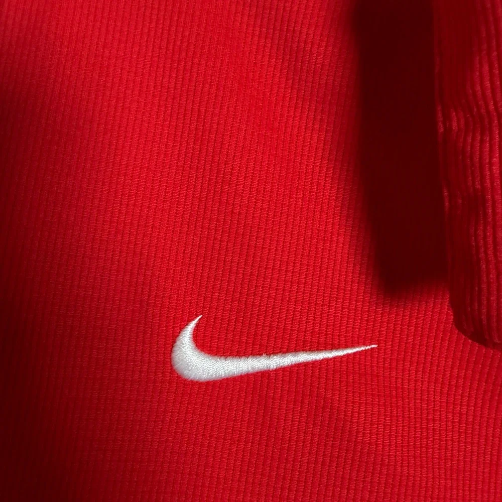 Nike Dri-FIT‎ Mens Large Red Short Sleeve Polo Shirt Embroidered Swoosh Piping